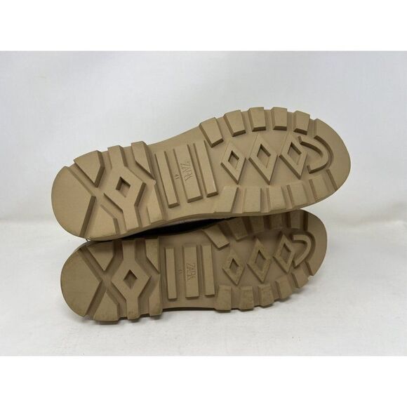 Zara Womens Fabric Lace Up Ankle Boots Tan Natural EU 41 US 10 1131/710 NWT - Picture 6 of 6